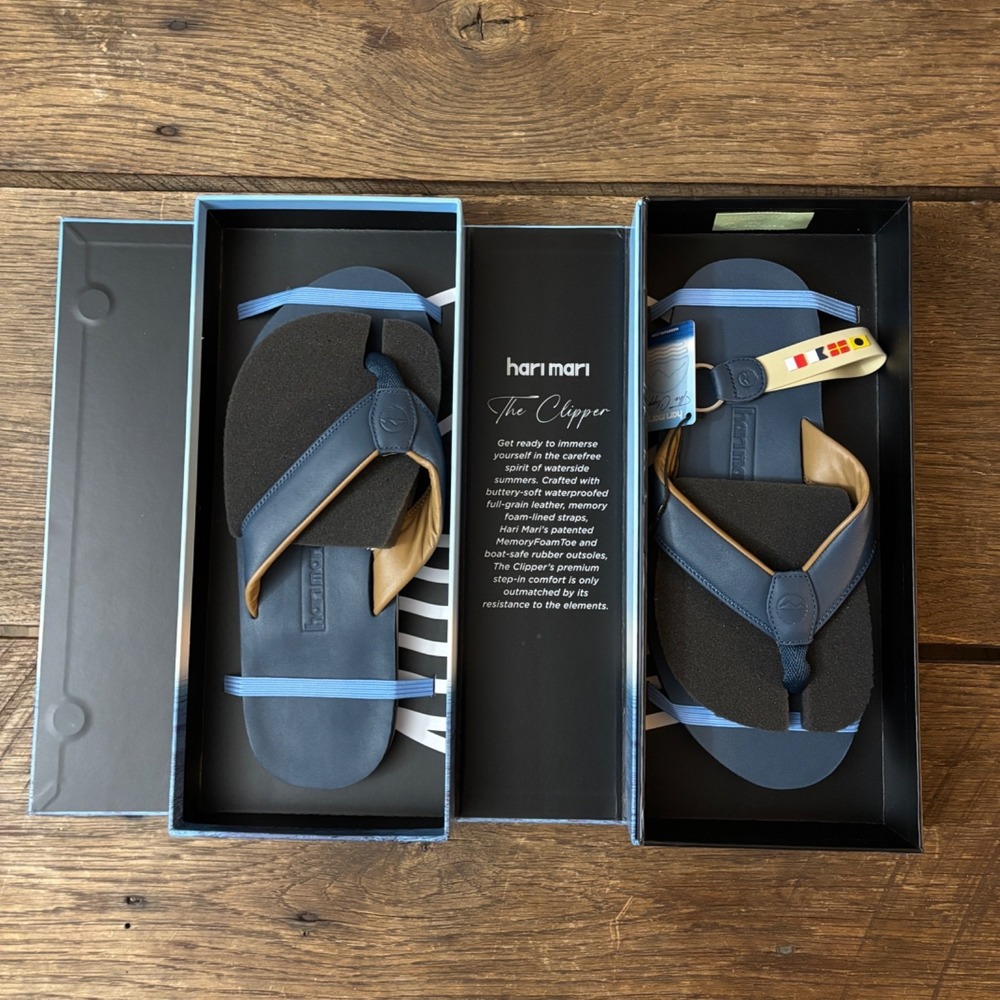 NWT Hari Mari Clipper Boat‎ Safe Waterproof Leather Flip Flops Men LagoonSandals
